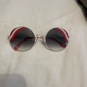 Fendi Round Wave Sunglasses in red and white